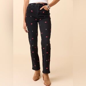 Reformation Floral Embroidered Straight Leg Jeans